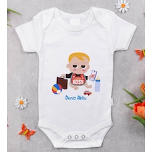 Bitmeyenkartus Bk Kids Isimli Little Boss Tasarımlı Bebek Body Zıbın - Model 1 Beyaz