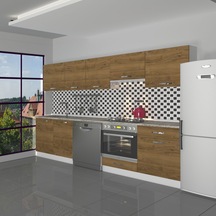Decoraktiv Elite 280 Ankastre Fırın Modüllü Mdf Hazır Mutfak Dolabı - Tezgah Dahil - Naturel Pera Meşe