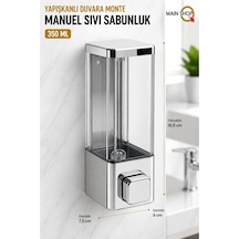 Mainshop 1 Adet Yapışkanlı Duvara Monte Banyo Ve Mutfak Manuel Sıvı Sabunluk 350 Ml Doldurulabilir M-53 Gri