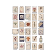 30 Adet Vintage Seyahat Ve Botanik Sticker Seti - Defter Ajanda Scrapbook İçin Çok Renkli