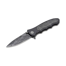 Böker Manufaktur Solingen Leopard-Damascus III Collection Kamp Çakı Gümüş - Siyah