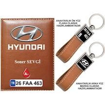 Plakanıza Özel Hyundai Logolu Taba Ruhsat Kabı Ve Anahtarlık