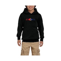 Zepplin Giyim Ping Pong Heartbeat Siyah Çocuk Kapşonlu Sweatshirt Siyah