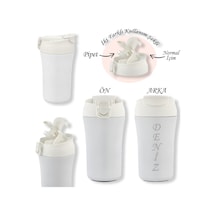 Bk Gift Kişiye Özel İsimli 5335 Paslanmaz Beyaz Çelik Termos Mug 400ml, Vakumlu Termos Bardak