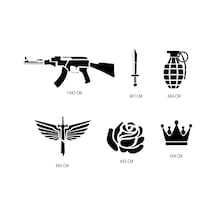 Airbrush Tattoo Silah Ve Kanat Geçici Dövme Şablonu Seti Sadece Desen