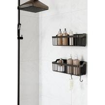Yapışkanlı Banyo Rafı 2'li Banyo Düzenleyici Duş Rafı Kanca Askılı Organizer Şampuanlık Plastik Çok Renkli