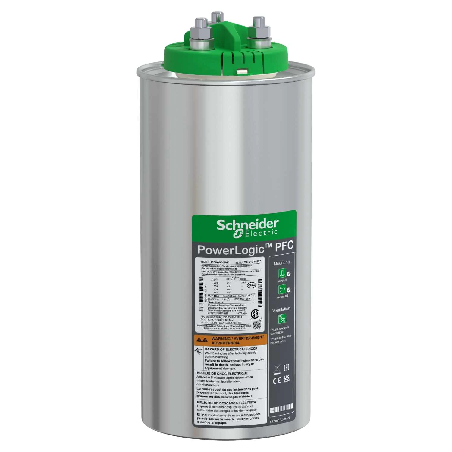 Blrch500a000b40 Varplus Can Hduty Kondansatör 50/0 Kvar 400 V 50/60hz