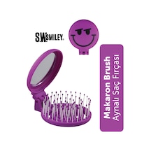 Beauty Makaron X Sw. Smiley Saç Fırçası - 3d Esnek, Aynalı, Çanta Boy - Compact Detangler Mor