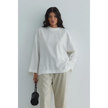 Suud Collection Ekru Kavala Keten Bluz BEYAZ