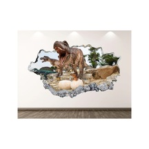 Vahşi Dinozorlar Full Hd Baskı 3d Modern Duvar Sticker