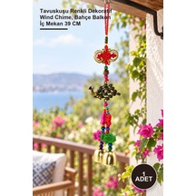 1 Adet Rüzgar Çanı Tavuskuşu Renkli Dekoratif Wind Chime, Bahçe Balkon İç Mekan 39 Cm