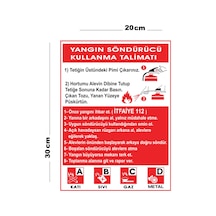 Metal Yangın Söndürücü Kullanma Talimatı 20cm X 30cm A4 Büyüklüğünde Uyarı Levhası Yönlendirme