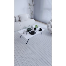 Katlanabilir Ayaklı Dikdörtgen Beyaz Şık Yer Sofrası