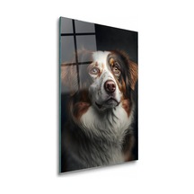Sadık Köpek Portresi Çerçevesiz Cam Tablo