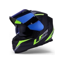 Ls2 Storm 2 Nerve Neon Sarı Kapalı Motosiklet Kaskı Mavi Camlı Yeşil