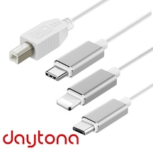 Daytona ADS-501 3in1 USB B to Micro USB - Lightning - Type-C Enstrüman Kablo Çevirici OTG Kablo