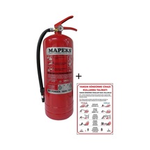 Mapeks Yangın Tüpü 6 KG ve Yangın Tüpü Kullanım Talimatı 2'li Set