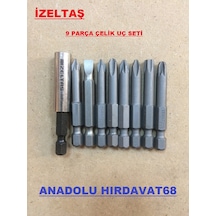 İzeltaş 9 Parça Çelik Bits Uzatma Yıldız Uç Seti 50 Mm