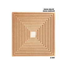 12'li Kare Ham Mdf, 8mm Kalınlık, 30 Cm Kasnak, Boyanabilir Vidasız Kasnak, Makrome Halkası