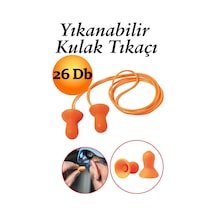 Kulak Tıkacı 26 Db Yıkanabilir İpli Tıkaç Gürültü Ses Önleyici Yüzme Su Kaçma Kulak Koruyucu Turuncu
