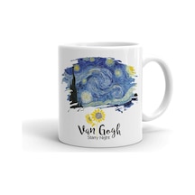 Beyaz Van Gogh Yıldızlı Gece Baskılı Seramik Kupa