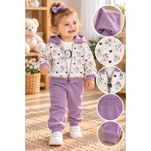 Babywood Love Baskılı Kız Üçlü Takım 9-24 Aylık -dü26761331 - Mor