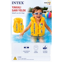 Mainshop Intex Yakalı Sarı Çocuk Şişme Yelek Havuz Deniz Yüzme Yeleği 50x47 Cm 3-6 Yaş M-58660