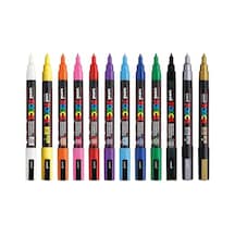 Uni Posca Markör Kalem 3m Set 0.9-1.3 Mm Keçe Uçlu 12'li Set 103 Ivory