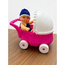 Pembe Oyuncak Bebek Arabası Seti Bebek Dahil 001