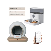 Groove Ti+ Wi-fi Akıllı Otomatik Kedi Tuvaleti Kahverengi + Petfit Catmax Pro Plus 5l Wi-fi Kameralı Akıllı Otomatik Mama Kabı Besleme Ünitesi Bundle