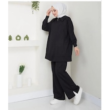 Lovie Moda Kadın Şal Yaka Eşofman Takımı Siyah