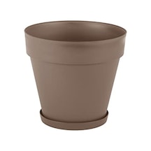 Ys07 Yalı Saksı Drenaj Aparatlı Tabaklı Dekoratif Saksı 46,5cm, 46 Litre Mocha