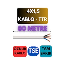 Öznur 4x1,5 Ttr Kablo Metre Seçenekli Beyaz - 80 Metre