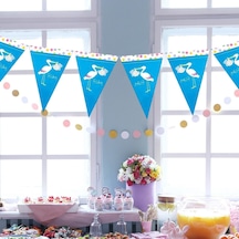 Baby Shower Yazılı Üçgen Flama Mavi Standart
