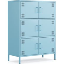 Pera Metal Çok Gözlü Dolap, 6 Kapaklı 80,50 X 40 X 109,50 Cm Ral 5024 Mavi