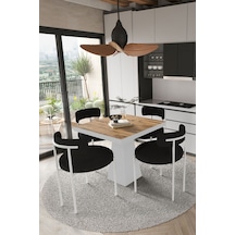 Avvio Milena Beyaz Lake Mdf Ayak 90x90 Yemek Masası Mutfak Masası 4 Kişilik Masa Takımı Teddy Sandalye Akça