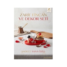 Zarif Fincan Kahve Seti - Dekoratif Cupcake Şekerlik Kırmızı Tabak El Yapımı - Premium