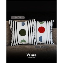 Dekoratif Kırlent & Pinterest Kırlent & Keten Kumaş - Nakış İşleme & A135-b135 Turuncu - Beyaz