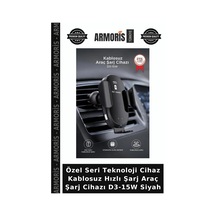 Özel Seri Teknoloji Cihaz Kablosuz Hızlı Şarj Araç Şarj Cihazı D3-15w Siyah