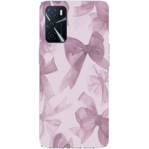Oppo A16 Uyumlu Menekşe Tonlu Fiyonk Baskılı Silikon Kılıf Renkli