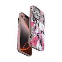 Onegif Apple İphone 15 Pro Flower Series Magsafe Kapak - Pembe