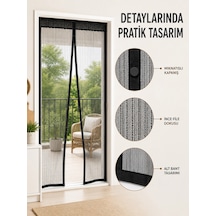Mıknatıslı Kapı Sinekliği Otomatik Kapanan Siyah File Balkon Ve Teras Sinekliği