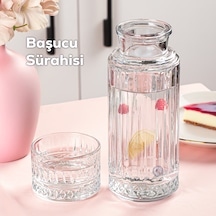 Porsima 8999 Oslo Cam Kapaklı Ve Bardaklı 800ml Başucu Sürahisi