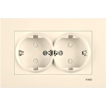 Viko 90967258 Krem Çocuk Korumalı İkili Priz