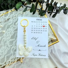 Takvim Baskılı Kelebek Anahtarlıklı Söz Nişan Nikah Kına 30 Adet