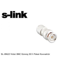 S-Link Sl-Bn22 Vidalı Bnc Gümüş 50 Li Paket Konnektör