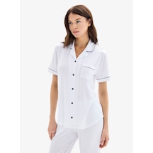 Kadın Pijama Takımı 52078 - Beyaz Beyaz