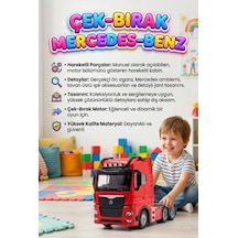 Mercedes Actroc Çek-bırak Mekanizmalı Metal Gerçekçi Tasarımlı Devrilebilir Kabinli Oyuncak Tır Kırmızı