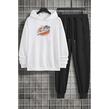 Uyguntarz Unisex Aloha Baskılı Eşofman Takımı Beyaz