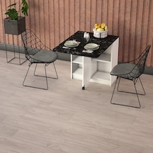 Asra Trend KM-19 %100 MDF 93x70 cm Katlanır Akıllı Mutfak Masası Tekerlekli Servis Masası Beyaz Royal Mermer